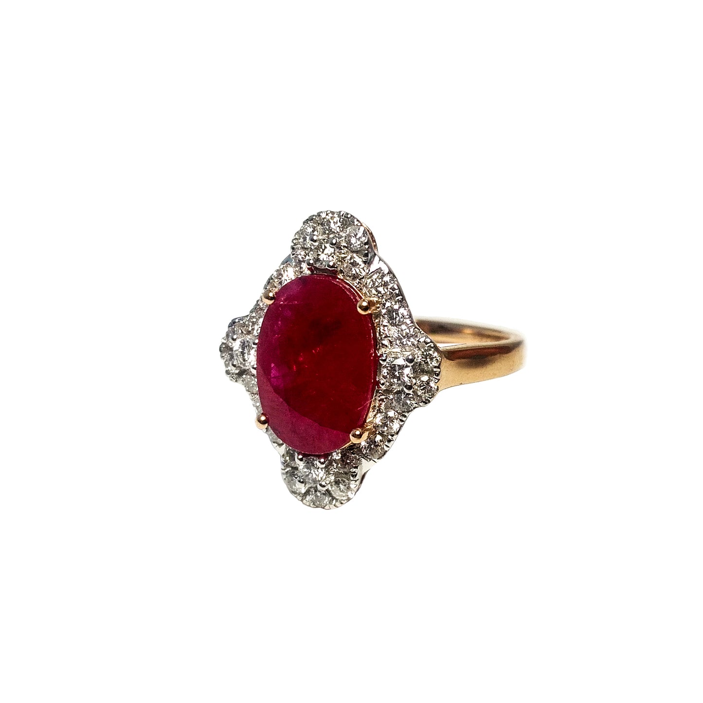 3.22 Carats Ruby Diamond Ring