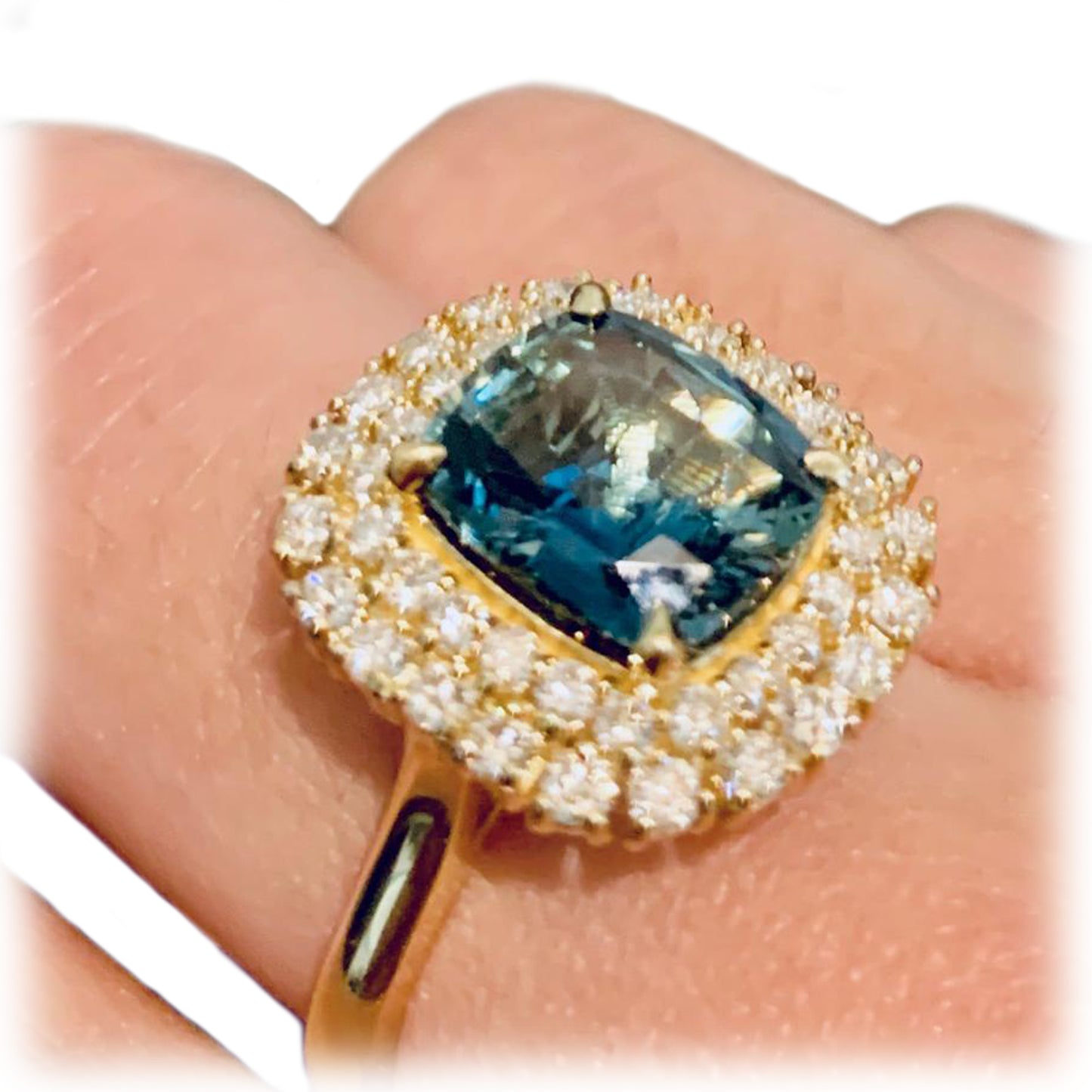 Unheated GIA Greenish Blue Sapphire Ring