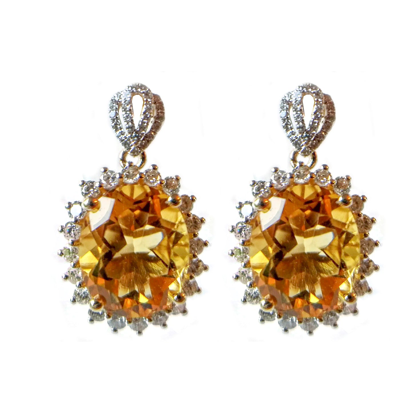 Citrine Diamond Necklace Earring Set