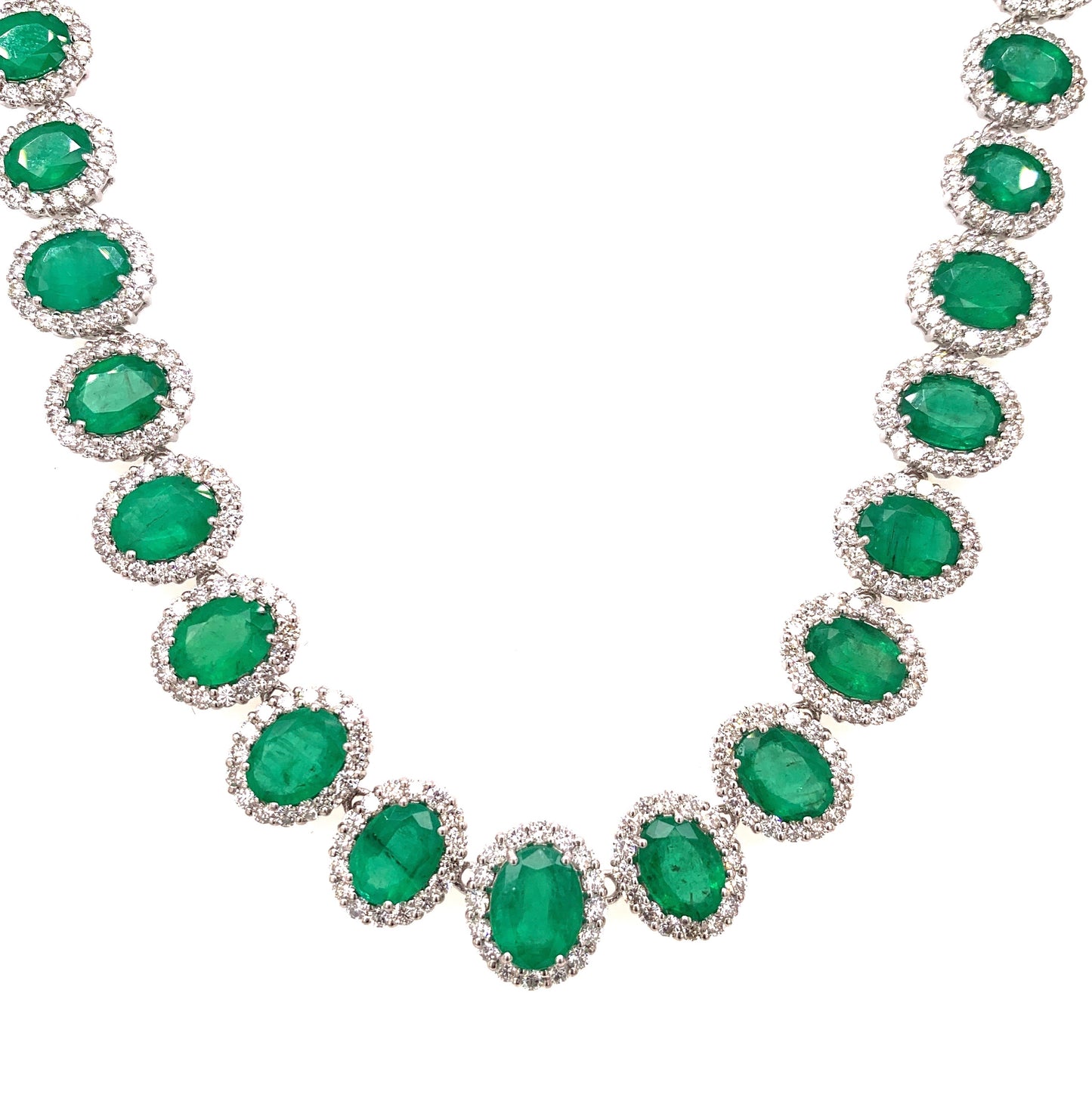 37.73 Carats Emerald Diamond Necklace Set