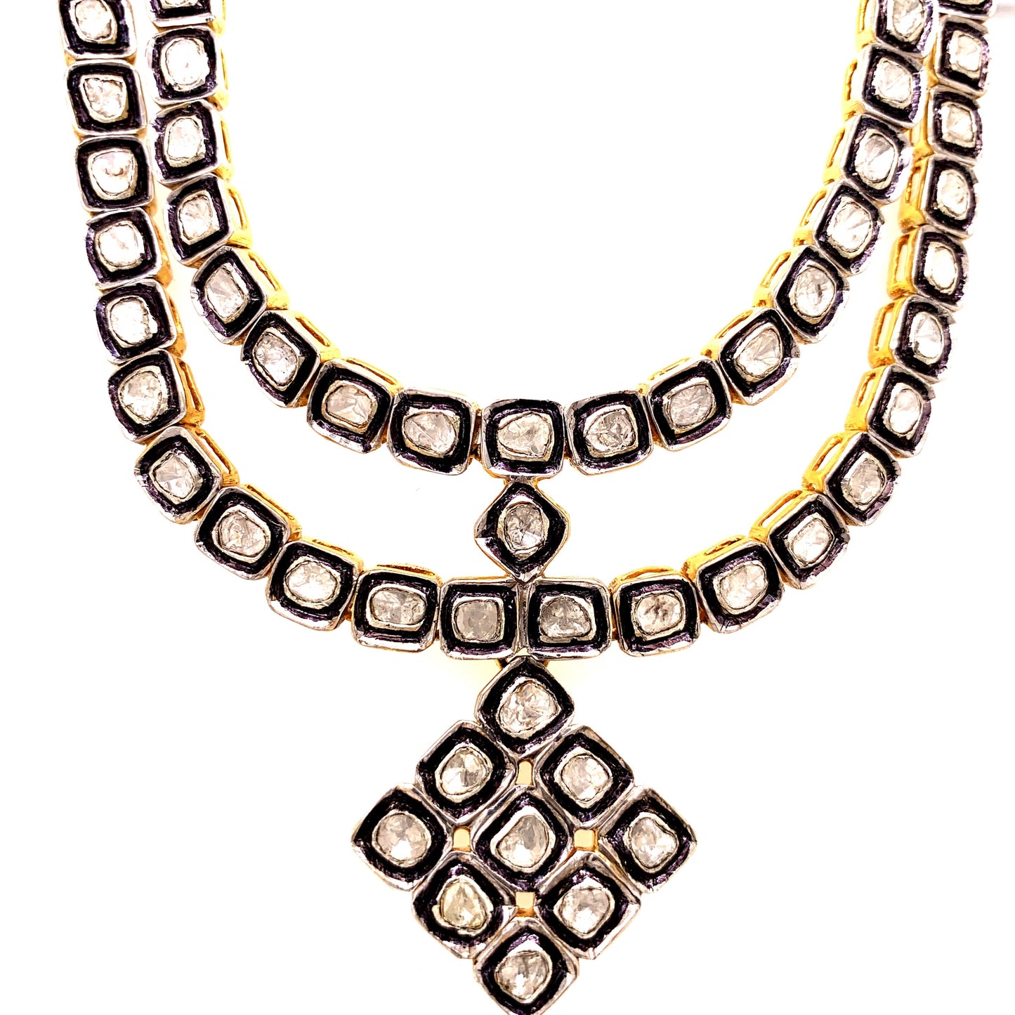 17 Carats Fancy Cut Diamond Mughal Necklace