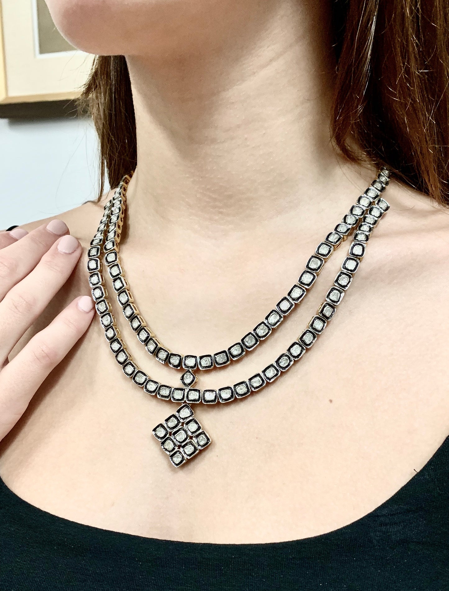 17 Carats Fancy Cut Diamond Mughal Necklace