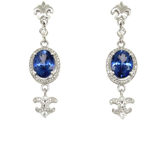 4.08 Carats Tanzanite Dangling Earrings