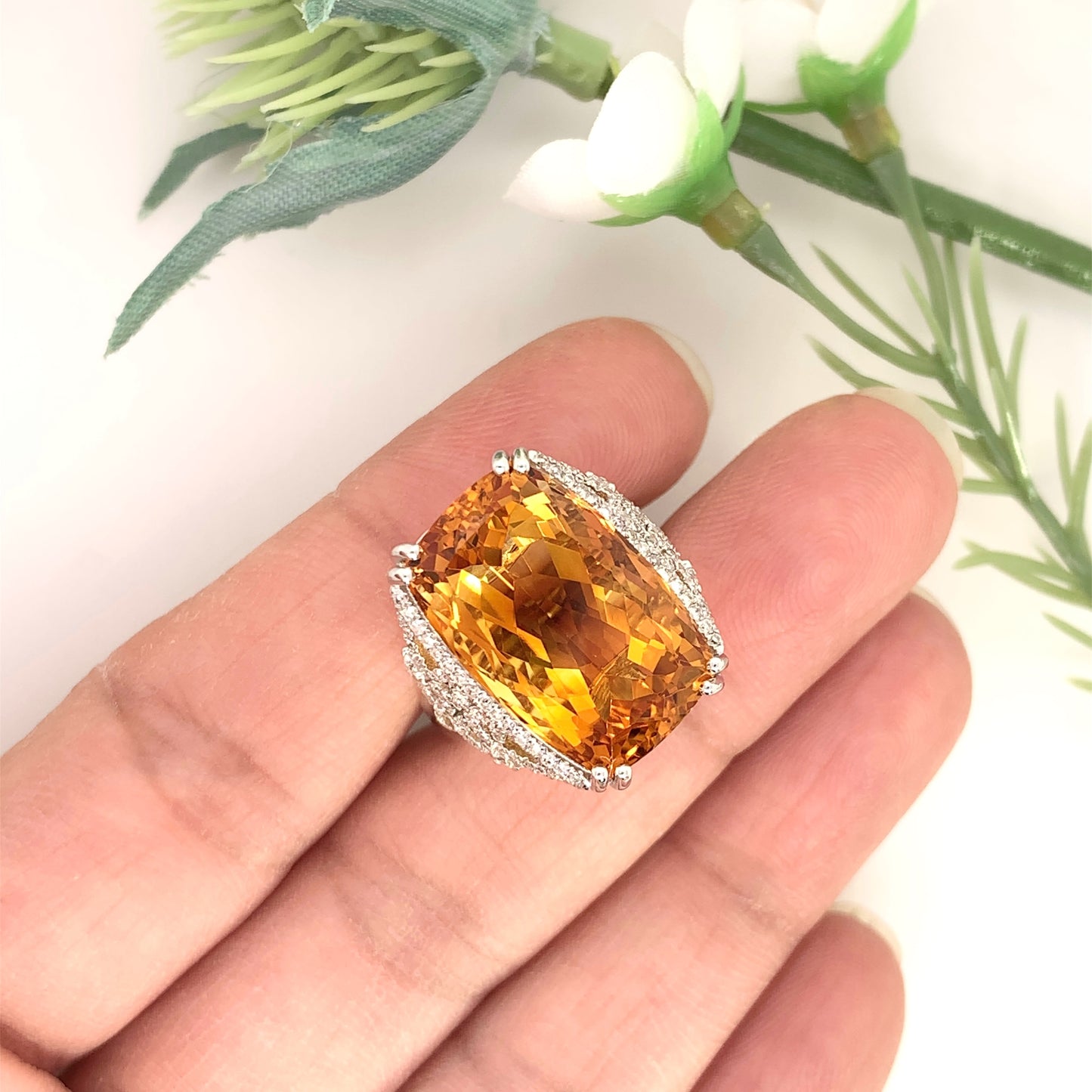 14.60 Carats Citrine Cocktail Ring
