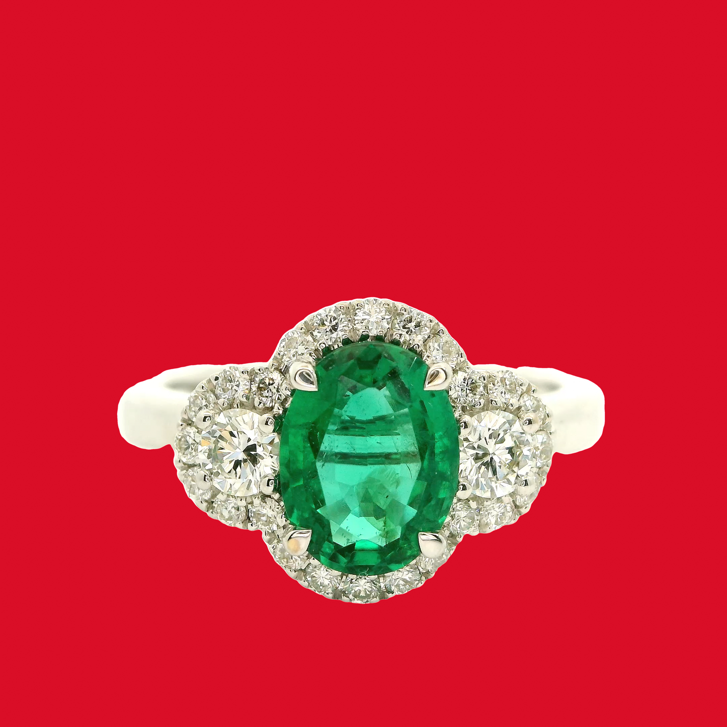 1.17 Carat Emerald Diamond Ring