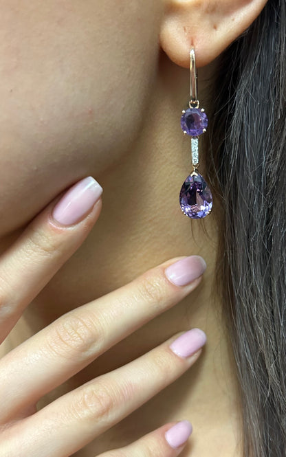 13.70 Carat Amethyst Dangling Earrings