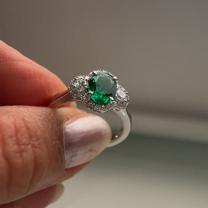 1.17 Carat Emerald Diamond Ring