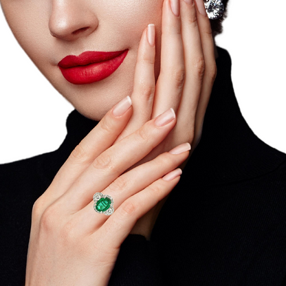 1.17 Carat Emerald Diamond Ring