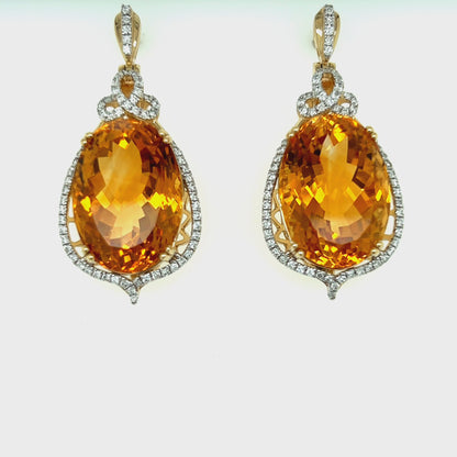 33.25 Carat Citrine Diamond Earrings