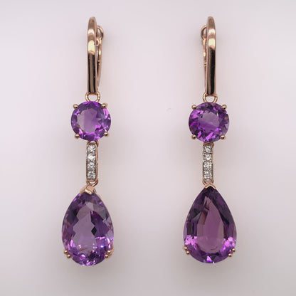 13.70 Carat Amethyst Dangling Earrings