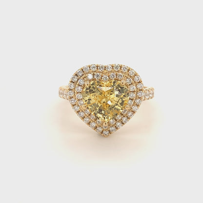 3.19 Carats Unheated Yellow Sapphire Ring - GIA