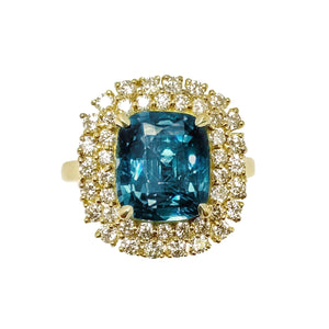 Unheated GIA Greenish Blue Sapphire Ring