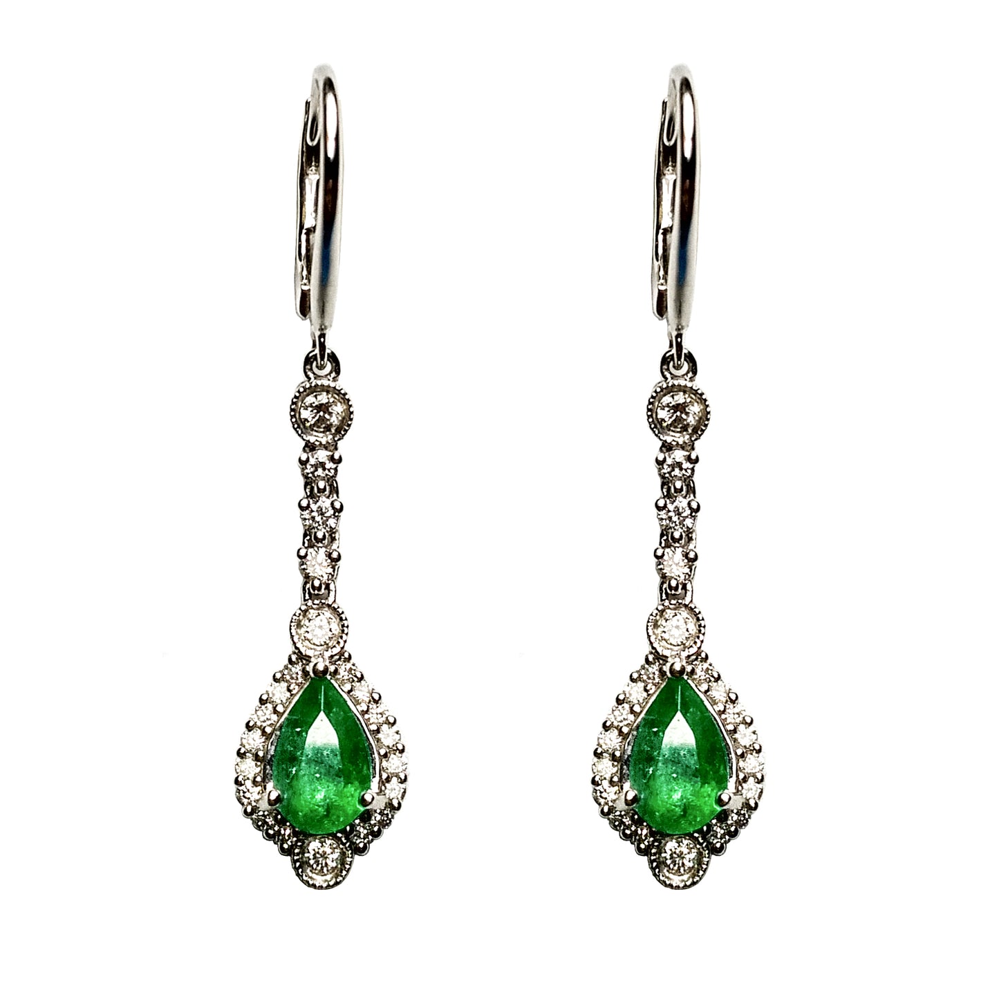 Emerald Diamond Dangling Earrings