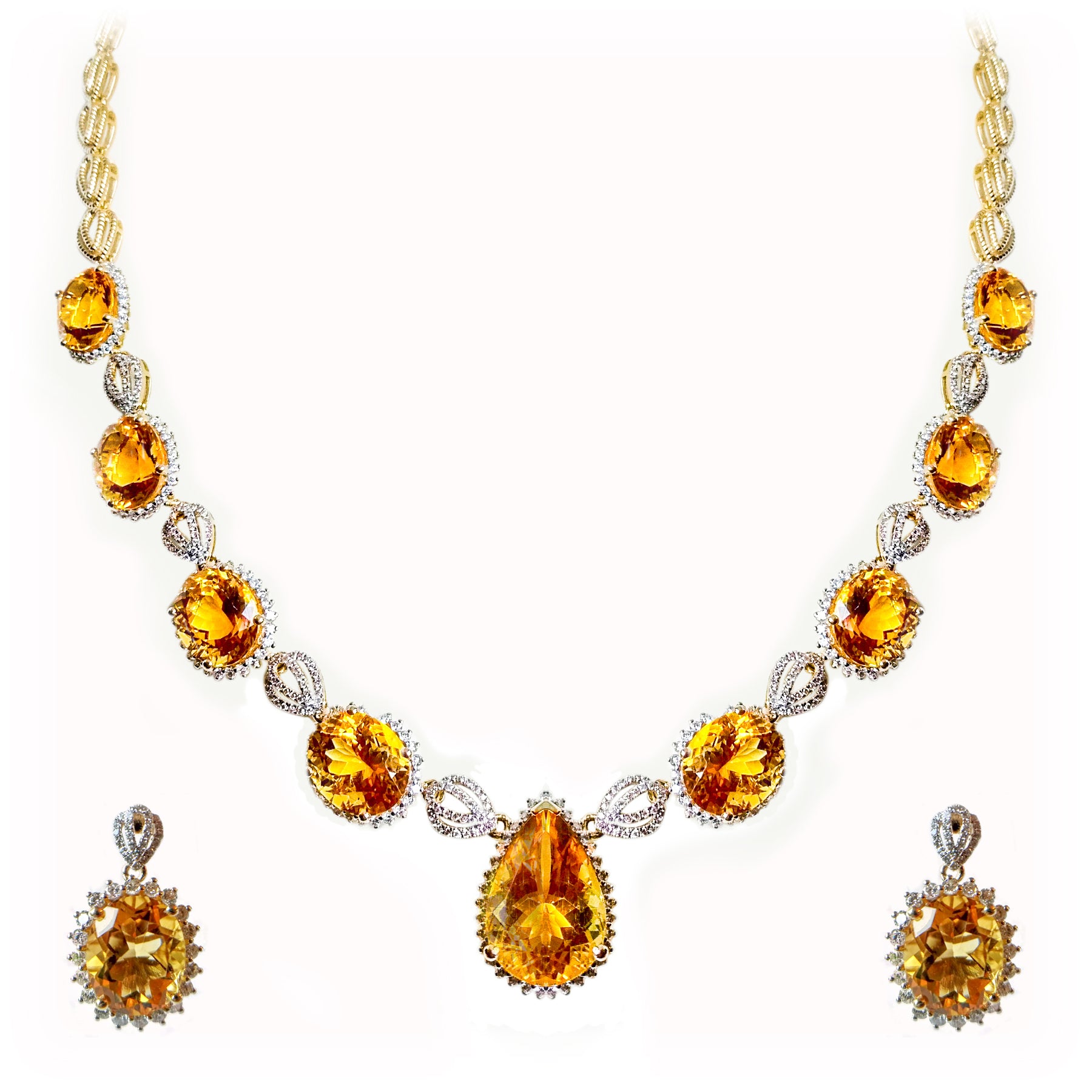 Citrine and diamond necklace Clearance