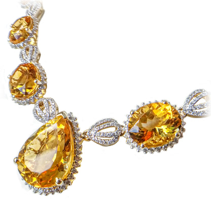 Citrine Diamond Necklace Earring Set