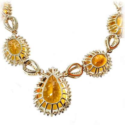 Citrine Diamond Necklace Earring Set