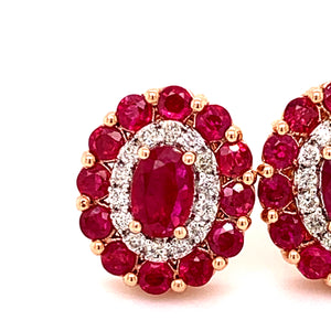 2.71 Carat Ruby Rose Gold Stud Earrings