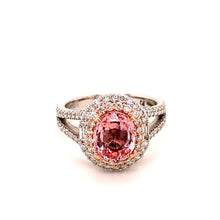2 Carat No Heat Padparadscha Sapphire Diamond Ring