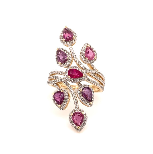 Multi-Shade Ruby Cocktail Ring