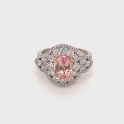 2.02 Carats Unheated Padparadscha Sapphire Ring