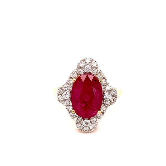 3.22 Carats Ruby Diamond Ring