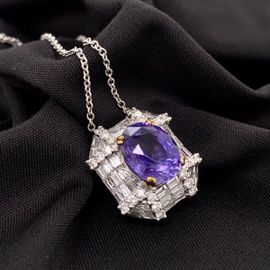 GIA 3.83 Carats Unheated Violet-Purple Sapphire Pendant