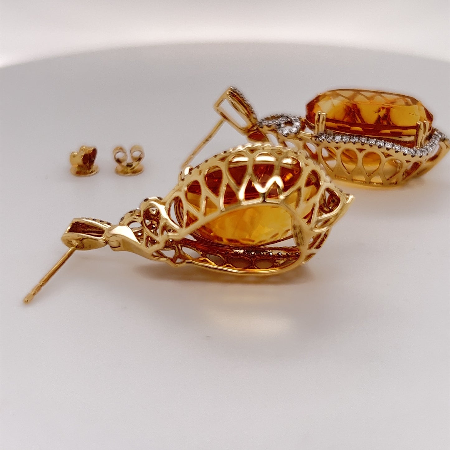 33.25 Carat Citrine Diamond Earrings