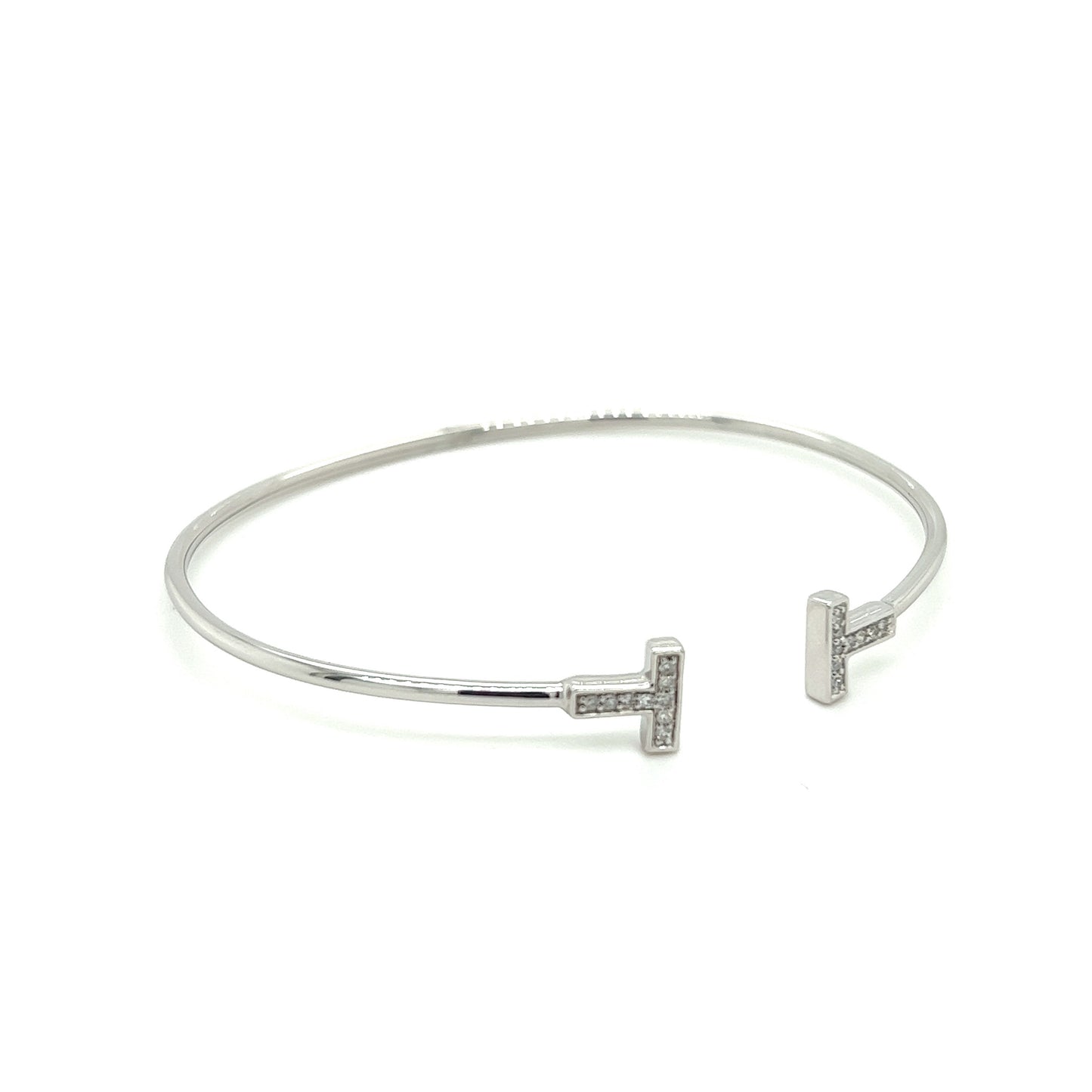 14k White Gold Diamond Bangle