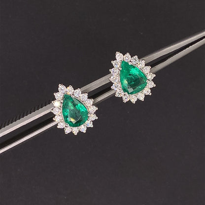 Pear Shape Emerald Earrings