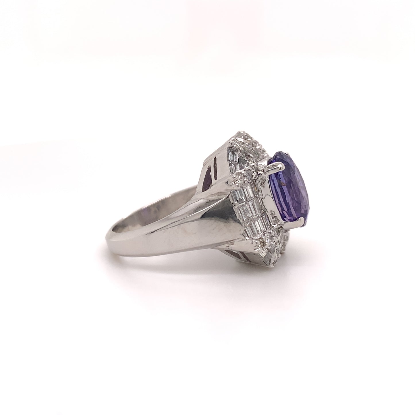 Rare 3.83 Carats Unheated Purple Sapphire Ring