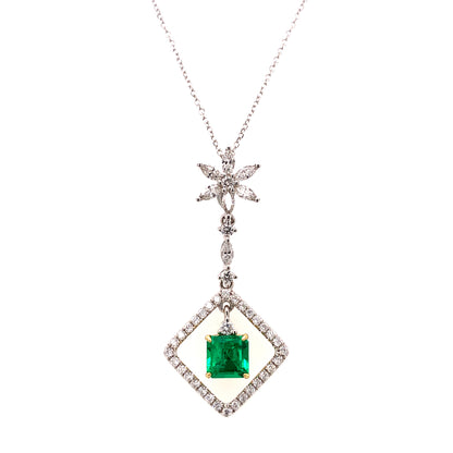 Colombian Emerald Diamond Pendant Necklace