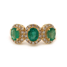 Emerald Diamond Trinity Ring