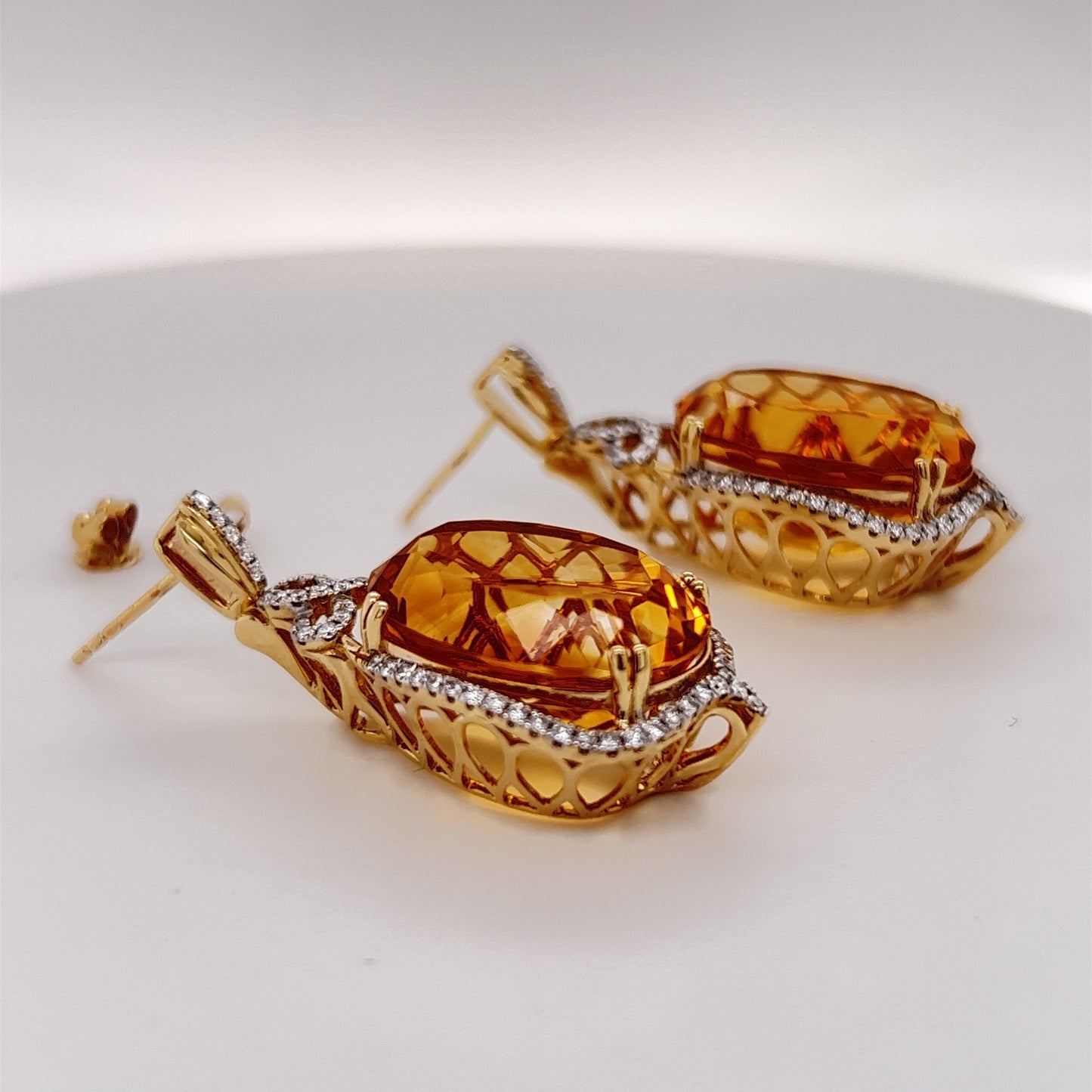 33.25 Carat Citrine Diamond Earrings