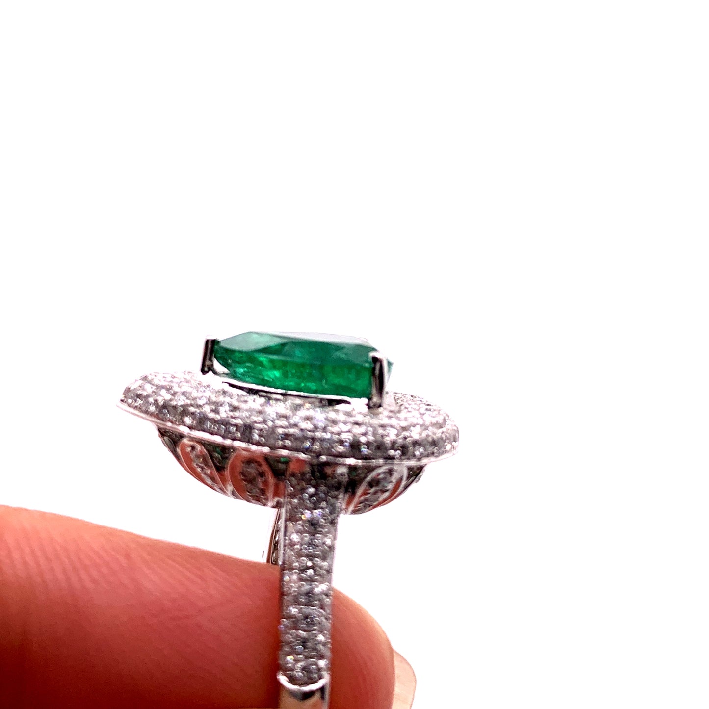 3.10 Carat Emerald Diamond Cocktail Ring