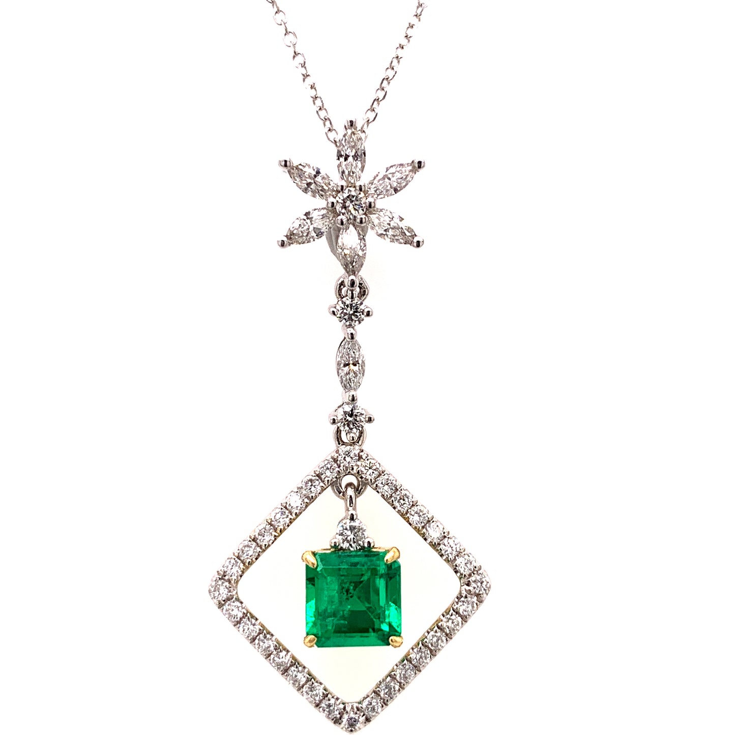 Colombian Emerald Diamond Pendant Necklace