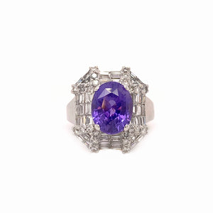 Rare 3.83 Carats Unheated Purple Sapphire Ring
