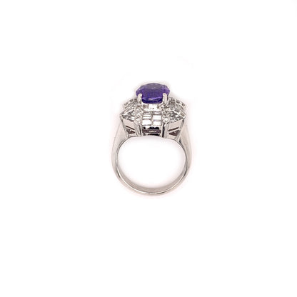 Rare 3.83 Carats Unheated Purple Sapphire Ring