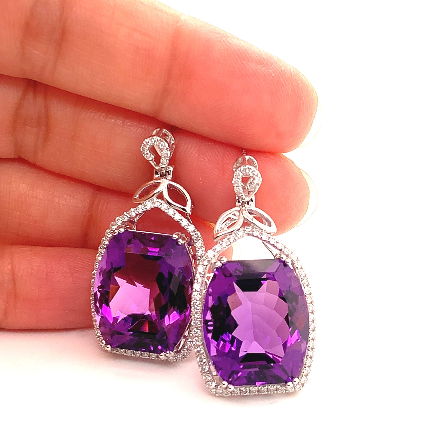 33.81 Carats Amethyst Earrings