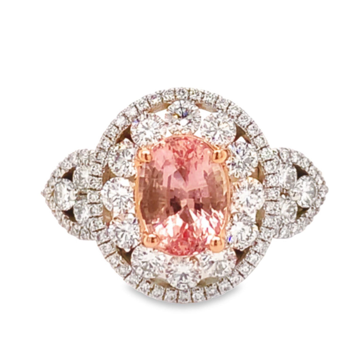 2.02 Carats Unheated Padparadscha Sapphire Ring