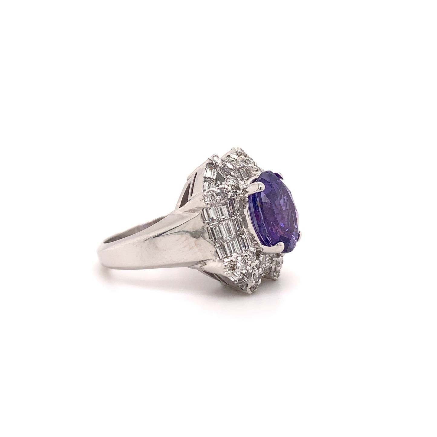 Rare 3.83 Carats Unheated Purple Sapphire Ring