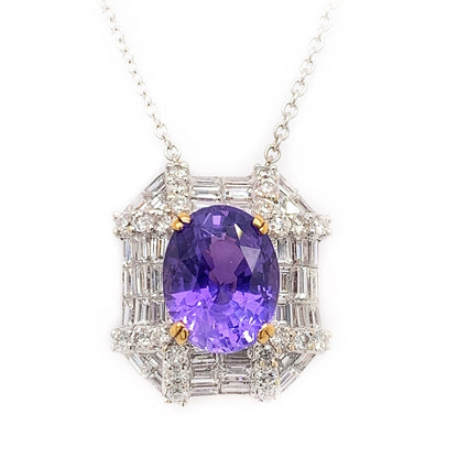 GIA 3.83 Carats Unheated Violet-Purple Sapphire Pendant