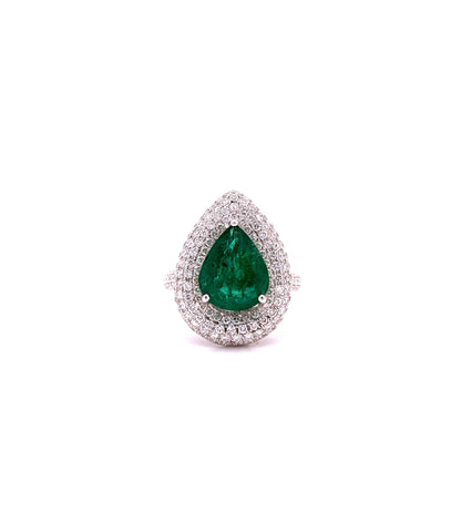 3.10 Carat Emerald Diamond Cocktail Ring