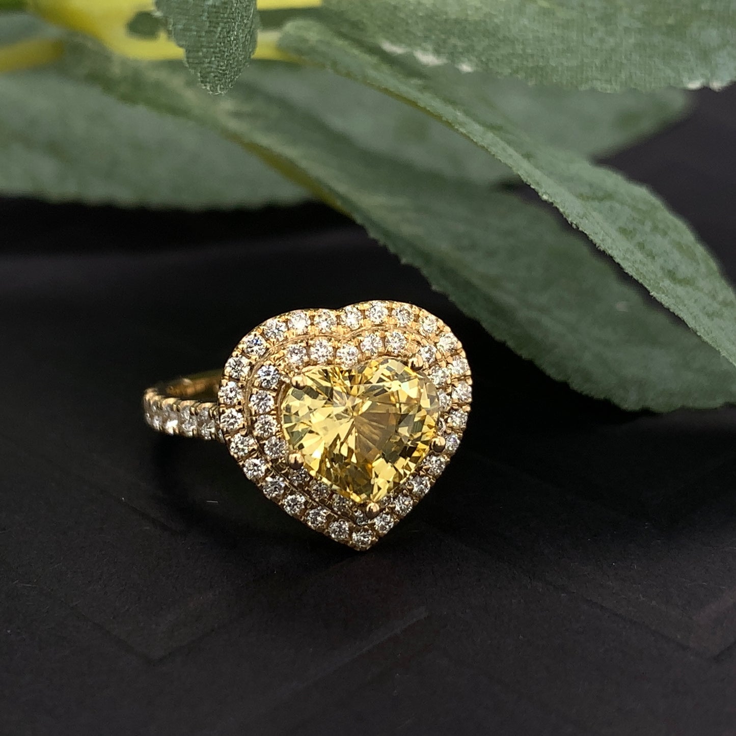 3.19 Carats Unheated Yellow Sapphire Ring - GIA