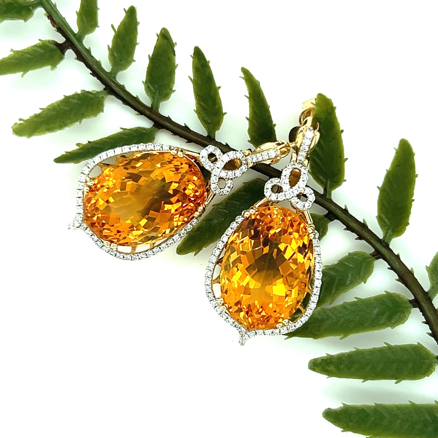 33.25 Carat Citrine Diamond Earrings