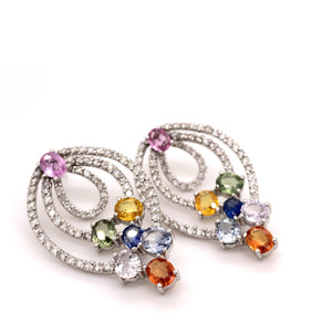 5.89 Carat Multi-Sapphire Earrings