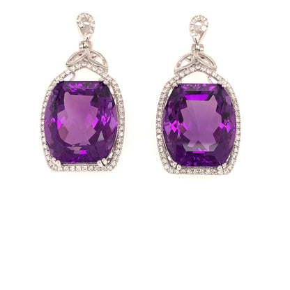 33.81 Carats Amethyst Earrings