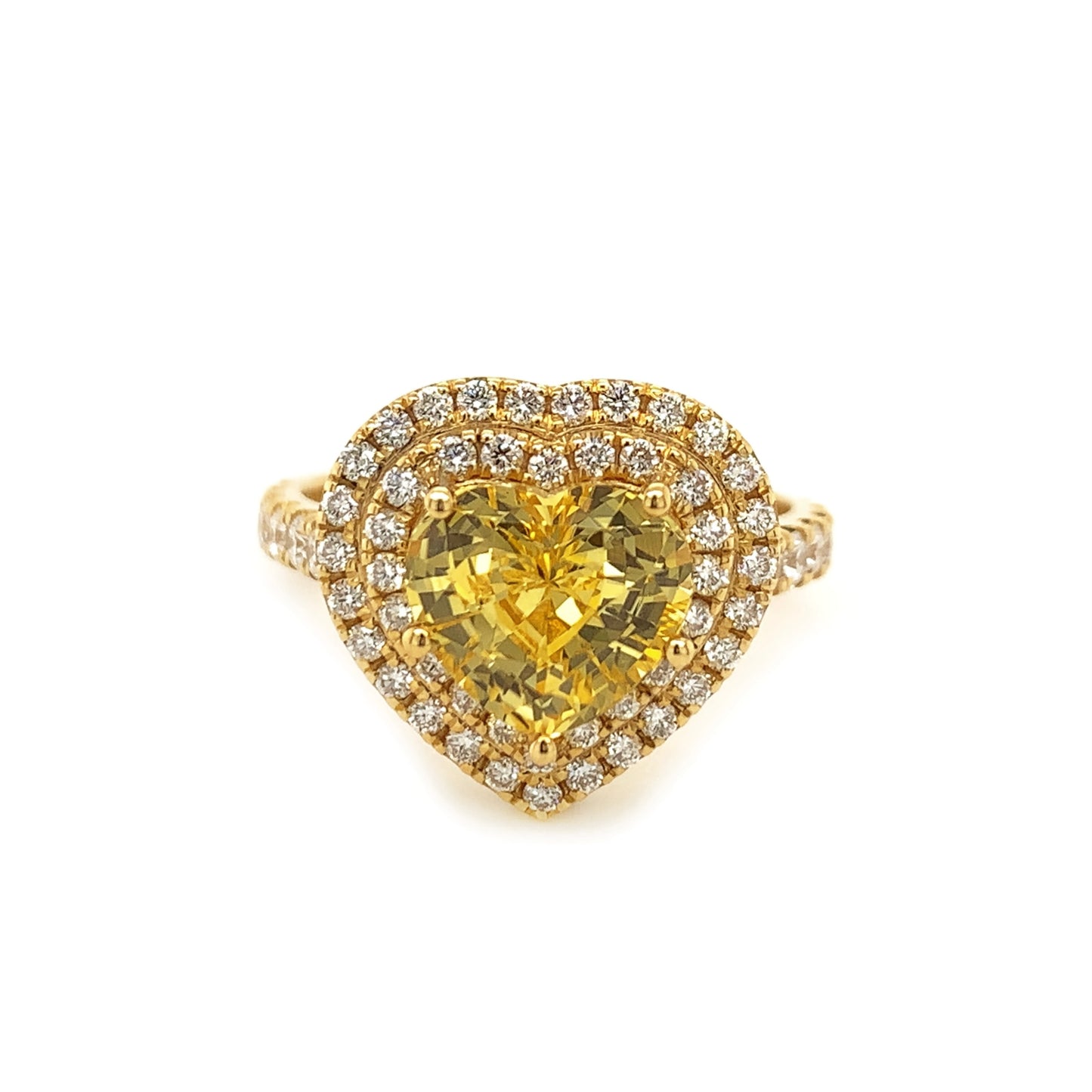 3.19 Carats Unheated Yellow Sapphire Ring - GIA