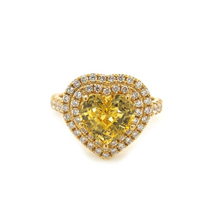 3.19 Carats Unheated Yellow Sapphire Ring - GIA