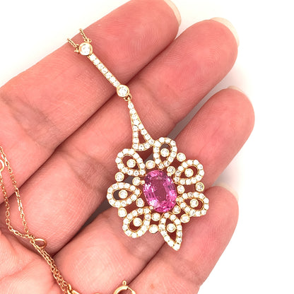 1.88 Carat Intense Pink Sapphire Pendant