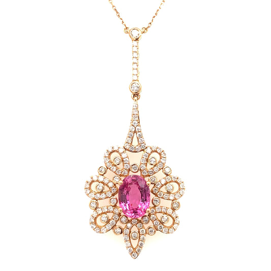 1.88 Carat Intense Pink Sapphire Pendant